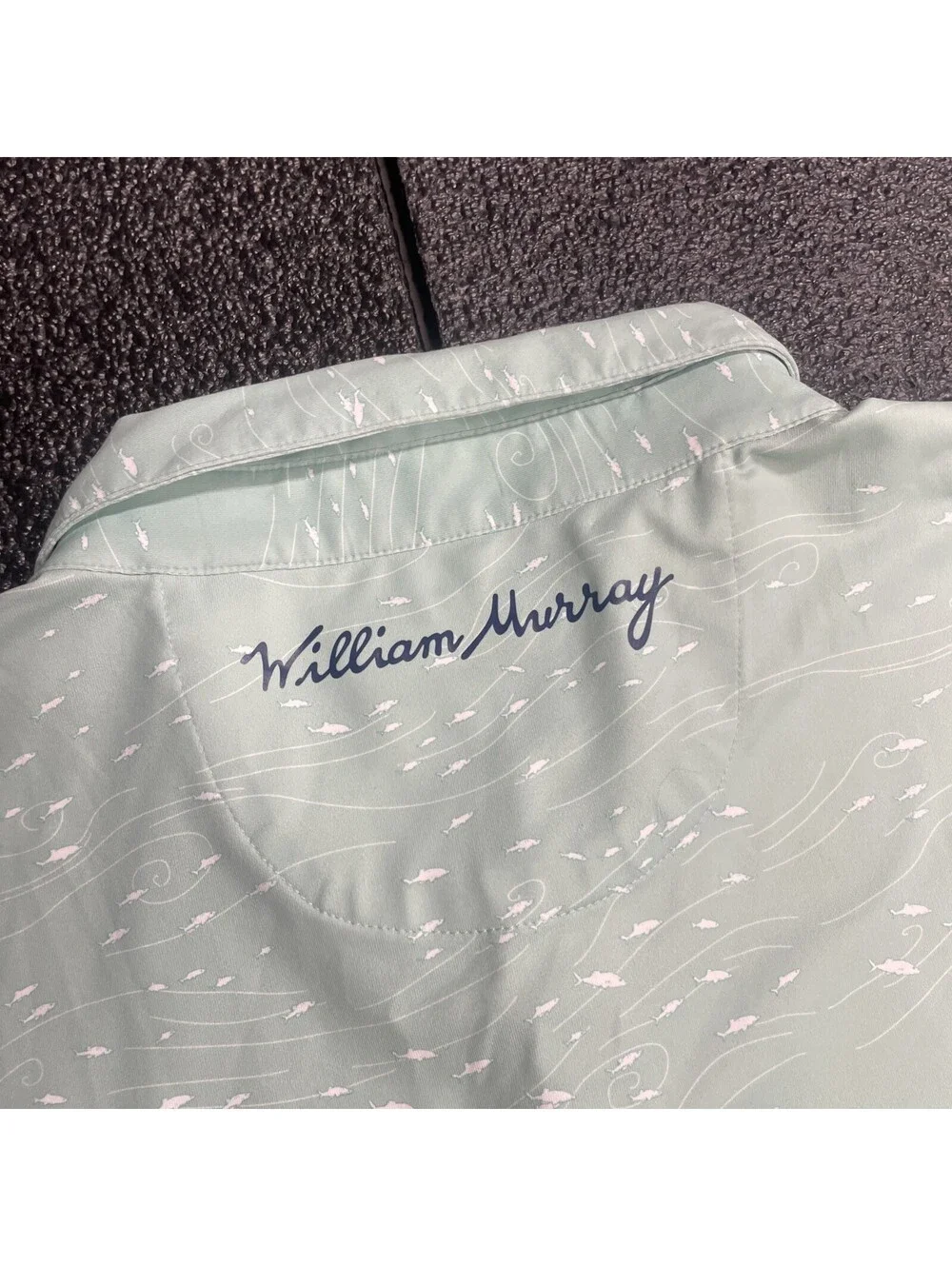 William Murray Golf Polo Shirt Light Green Scuba Fishing Print Men's Size XL